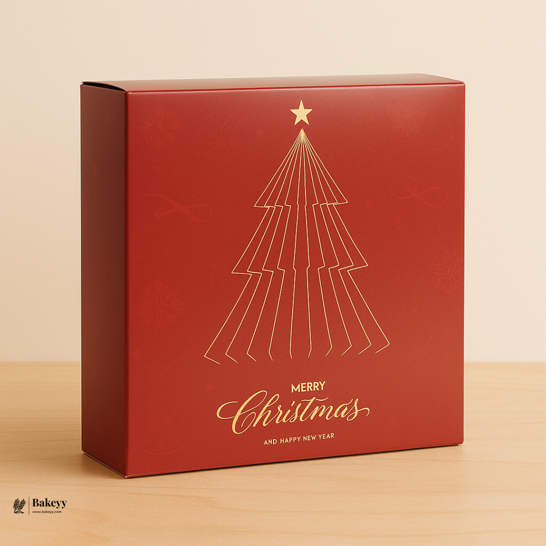 Christmas Plum Cake Box | Festive Printed Packaging | Pack of 25