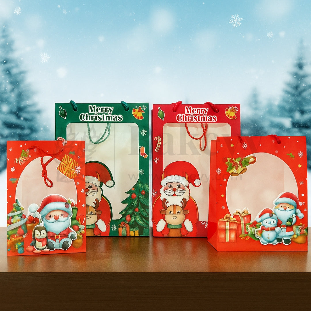 Christmas Paper Bag With Window and Rope Handles