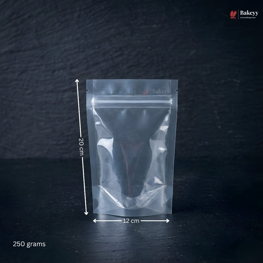 100 GSM Clear Stand-up Ziplock Pouch | Zip Lock Standing Pouch | Pack of 100