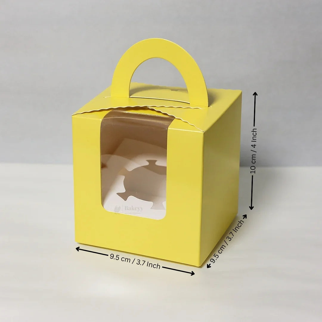 Yellow Color Cupcake Box | With Handle & Without Handle | Multiple Capacities Available | Pack of 10