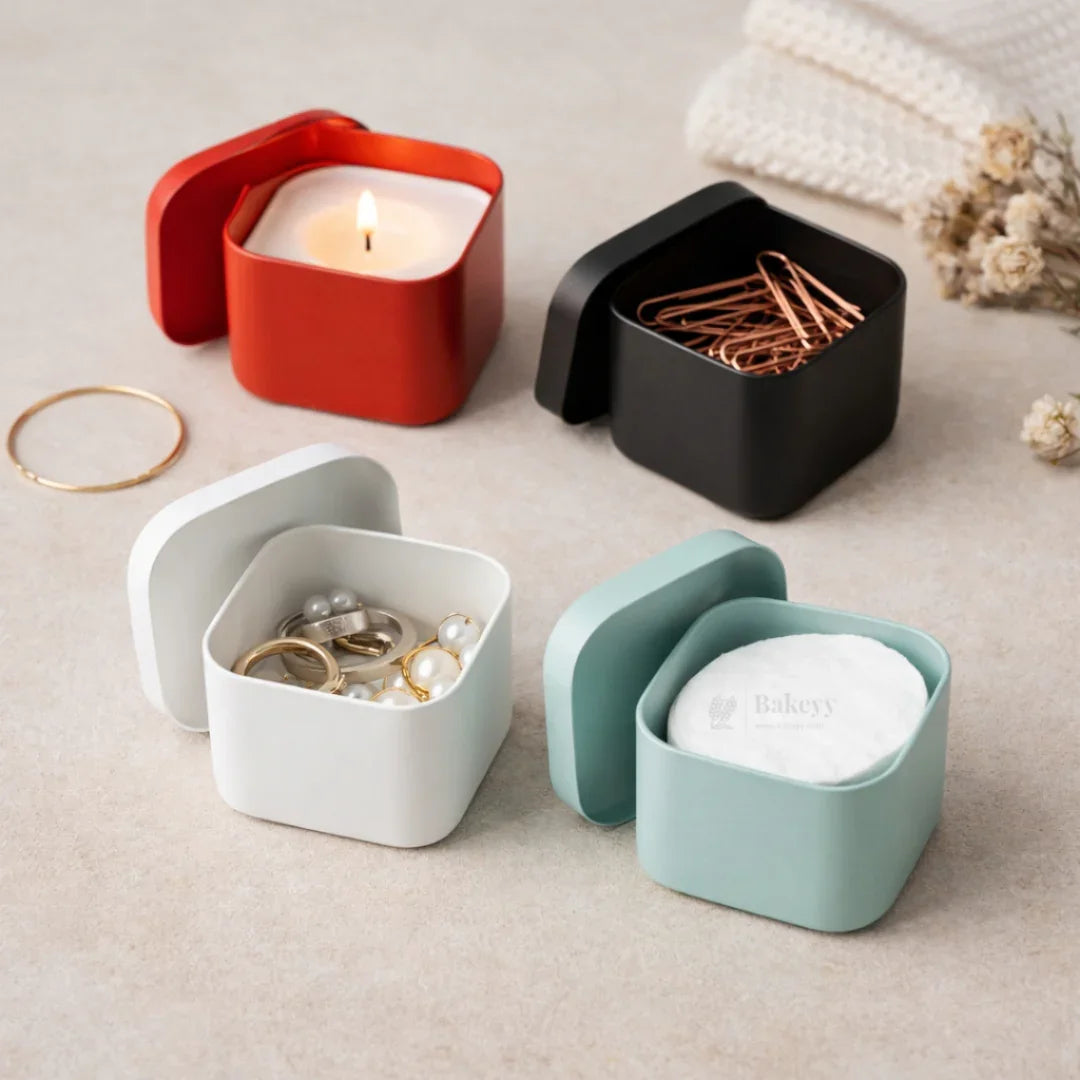 Square Metal Tin Box | Multi-Purpose Storage Tin | Candle, Gift & Storage Use | Pack of 12