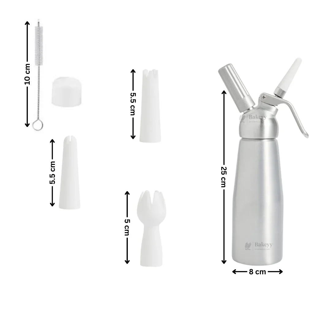 Metal Head Cream Whipper | Whipped Cream Dispenser for Desserts & Beverages | 500ml / 1000ml Capacity Available | Pack of 1 - Bakeyy.com - India - Metal Head Cream Whipper | Whipped Cream Dispenser for Desserts & Beverages | 500ml / 1000ml Capacity Available | Pack of 1 - 500 ml 2600.00
