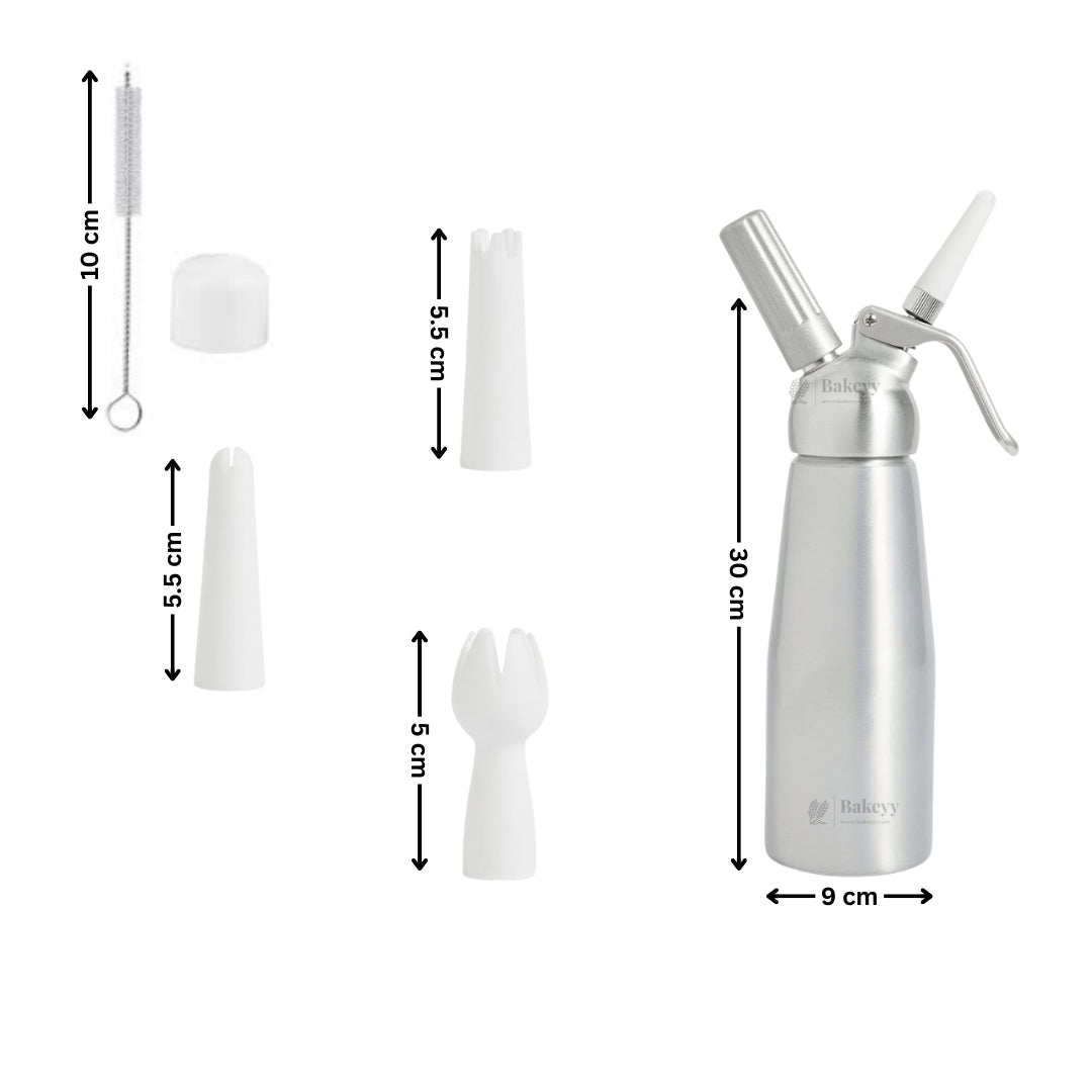 Metal Head Cream Whipper | Whipped Cream Dispenser for Desserts & Beverages | 500ml / 1000ml Capacity Available | Pack of 1
