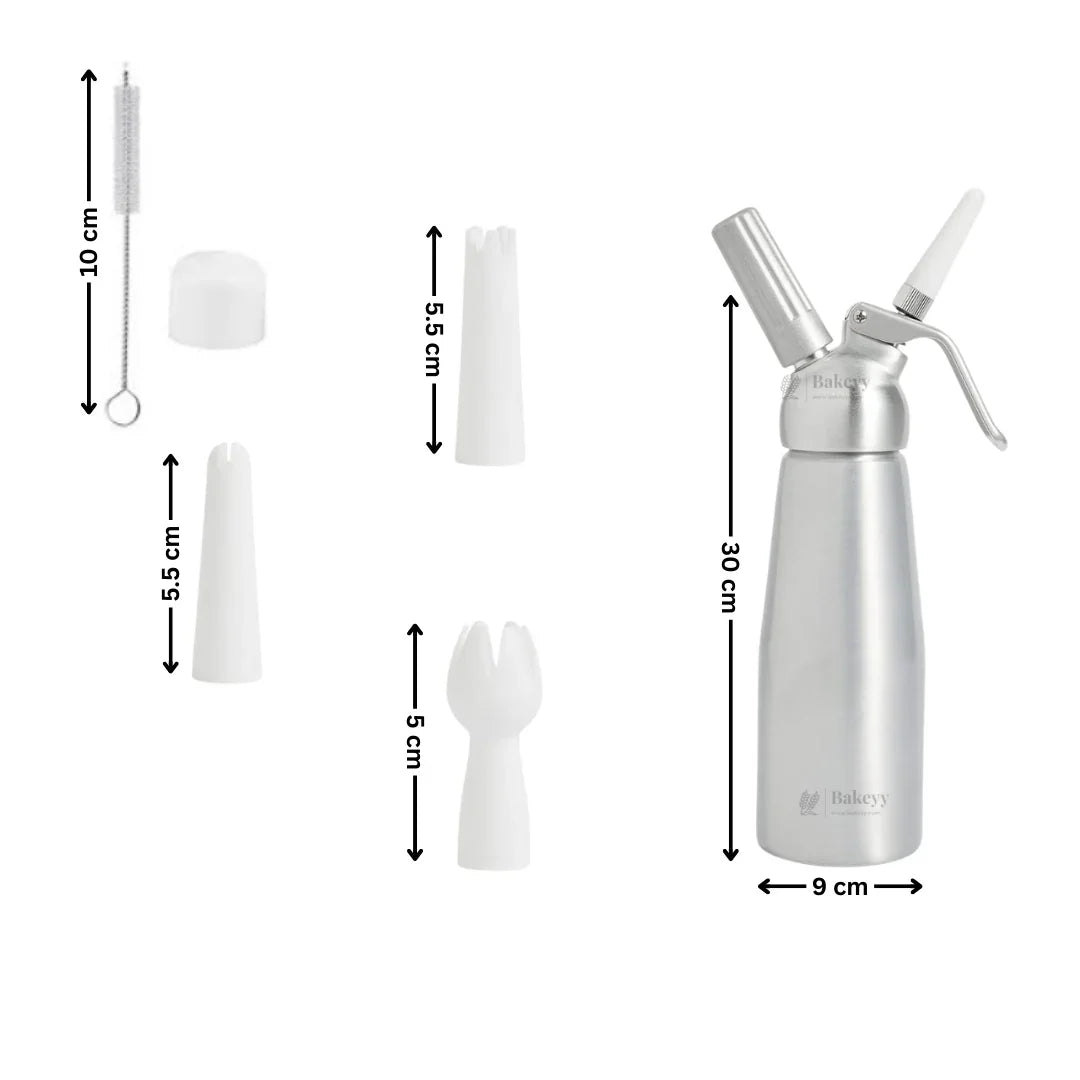 Metal Head Cream Whipper | Whipped Cream Dispenser for Desserts & Beverages | 500ml / 1000ml Capacity Available | Pack of 1 - Bakeyy.com - India - Metal Head Cream Whipper | Whipped Cream Dispenser for Desserts & Beverages | 500ml / 1000ml Capacity Available | Pack of 1 - 1000 ml 3100.00