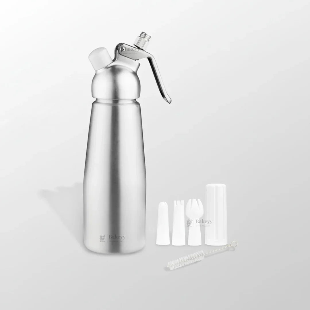 Metal Head Cream Whipper | Whipped Cream Dispenser for Desserts & Beverages | 500ml / 1000ml Capacity Available | Pack of 1 - Bakeyy.com - India - Metal Head Cream Whipper | Whipped Cream Dispenser for Desserts & Beverages | 500ml / 1000ml Capacity Available | Pack of 1 - 500 ml 2600.00