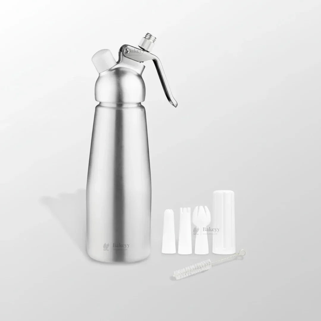 Metal Head Cream Whipper | Whipped Cream Dispenser for Desserts & Beverages | 500ml / 1000ml Capacity Available | Pack of 1 - Bakeyy.com - India - Metal Head Cream Whipper | Whipped Cream Dispenser for Desserts & Beverages | 500ml / 1000ml Capacity Available | Pack of 1 - 500 ml 2600.00