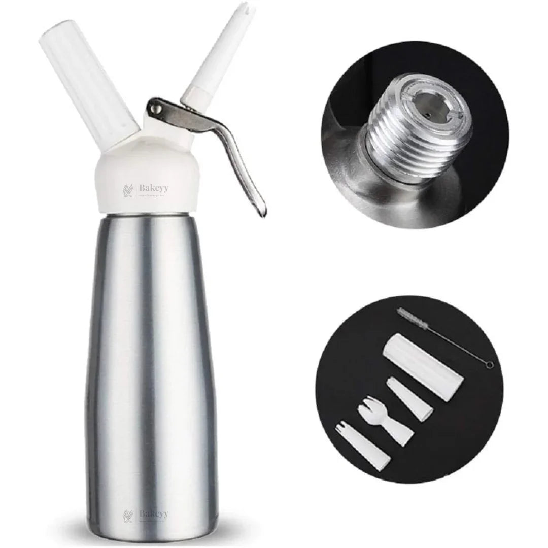 Plastic Head Cream Whipper | Whipped Cream Dispenser for Desserts & Beverages | 500ml / 1000ml Capacity Available | Pack of 1 - Bakeyy.com - India - Plastic Head Cream Whipper | Whipped Cream Dispenser for Desserts & Beverages | 500ml / 1000ml Capacity Available | Pack of 1 - 500 ml 2200.00
