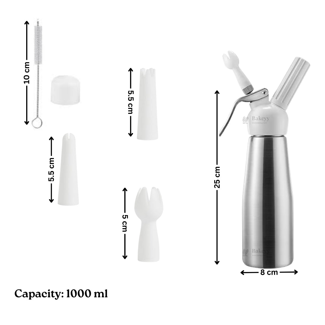 Plastic Head Cream Whipper | Whipped Cream Dispenser for Desserts & Beverages | 500ml / 1000ml Capacity Available | Pack of 1