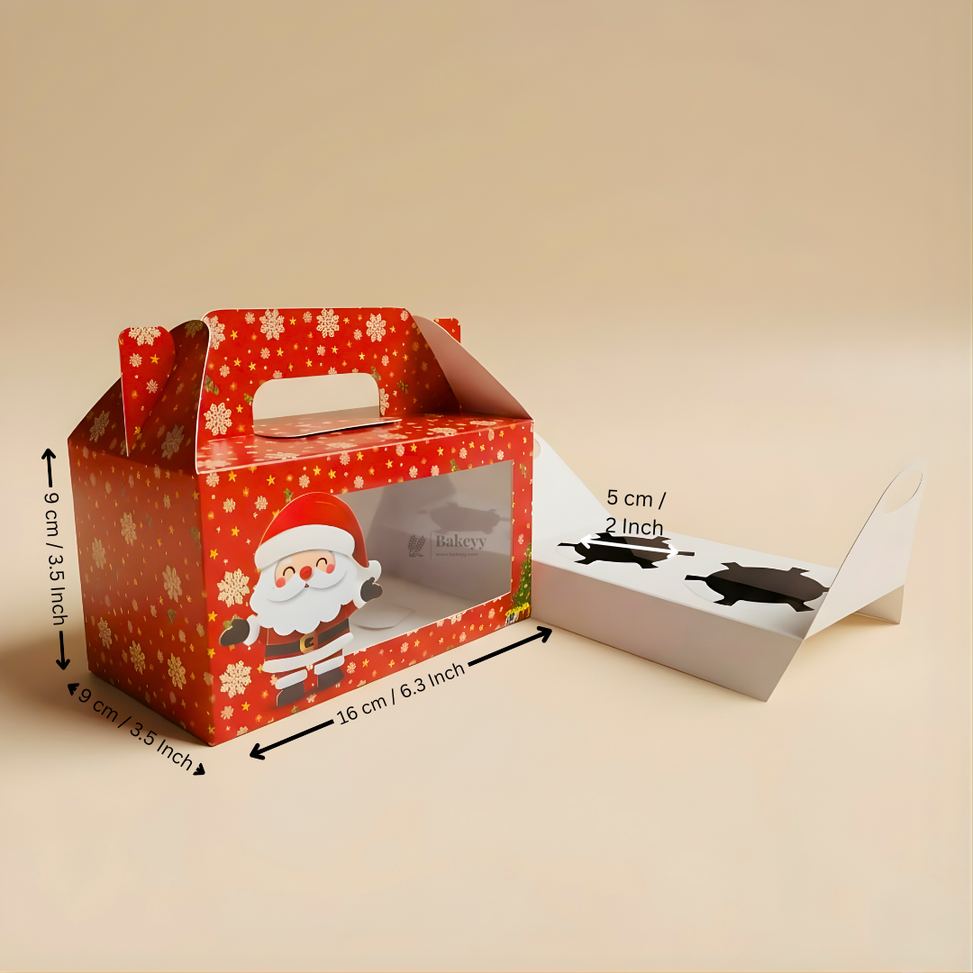 Christmas Cupcake Box with Window | Red Santa Design | Festive Cupcake Box | Pack of 25