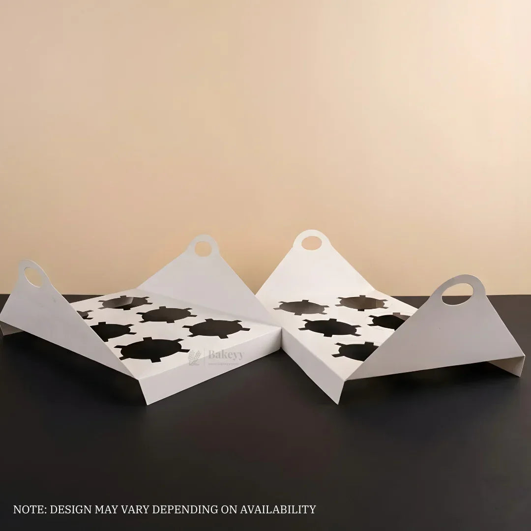 Cavity Cupcake Holder Tray | Bakery Cupcake Base Insert | Muffin Holder for Boxes | Pack of 25 - Bakeyy.com - India - Cavity Cupcake Holder Tray | Bakery Cupcake Base Insert | Muffin Holder for Boxes | Pack of 25 - 6 Cupcake / With Handle 150.00