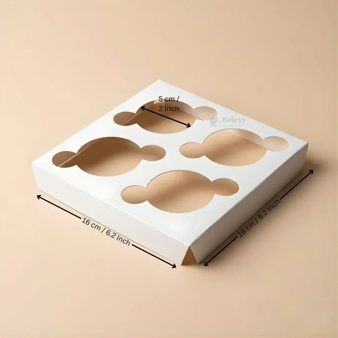 Cavity Cupcake Holder Tray | Bakery Cupcake Base Insert | Muffin Holder for Boxes | Pack of 25 - Bakeyy.com - India - Cavity Cupcake Holder Tray | Bakery Cupcake Base Insert | Muffin Holder for Boxes | Pack of 25 - 4 Cupcake / Without Handle 100.00