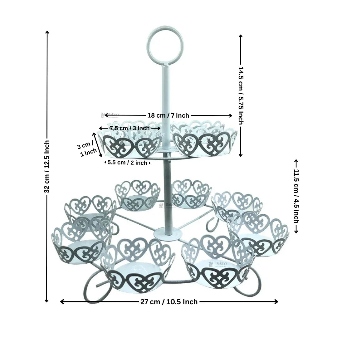 Metal Cupcake Stand with Decorative Cutwork | Elegant Dessert & Cupcake Display Stand | Multiple Design Options| Pack of 1