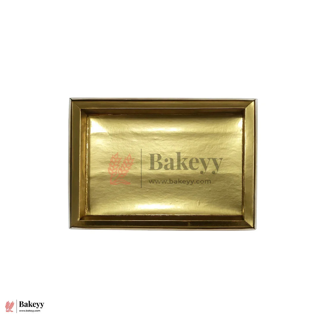 One Kg Sweet Box | 10.5x7.5x1.5 Inch | Royal Blue Floral Sweet Box with Golden Tray 1 Piece - Bakeyy.com - India - One Kg Sweet Box | 10.5x7.5x1.5 Inch | Royal Blue Floral Sweet Box with Golden Tray 1 Piece - Default Title