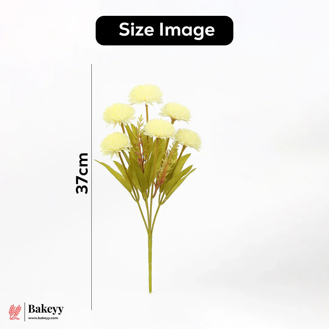 Artificial Chrysanthemum Flower Bunch – 37cm | Yellow | Decorative Stick for Home & Events | Pack Of 1