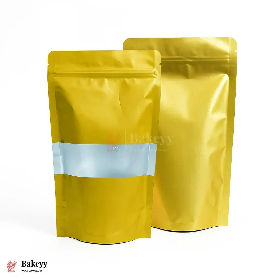 Gold  Colour With Window | 10x17 CM | Standing Pouch | 110 GSM | Pack of 100