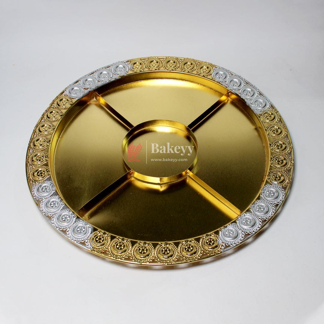Premium Decorative Dry Fruit Tray – Elegant & Spacious Design |Luxurious Gold-Plated Round Serving Tray with 5-Part Sections - Bakeyy.com - India - Premium Decorative Dry Fruit Tray – Elegant & Spacious Design |Luxurious Gold-Plated Round Serving Tray with 5-Part Sections - Default Title