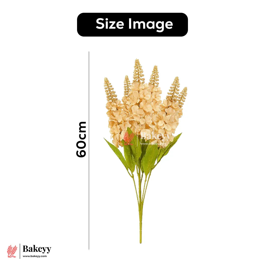 Artificial Delphinium Flower Bunch – 60cm | Beige | Decorative Stick for Home & Events | Pack Of 1