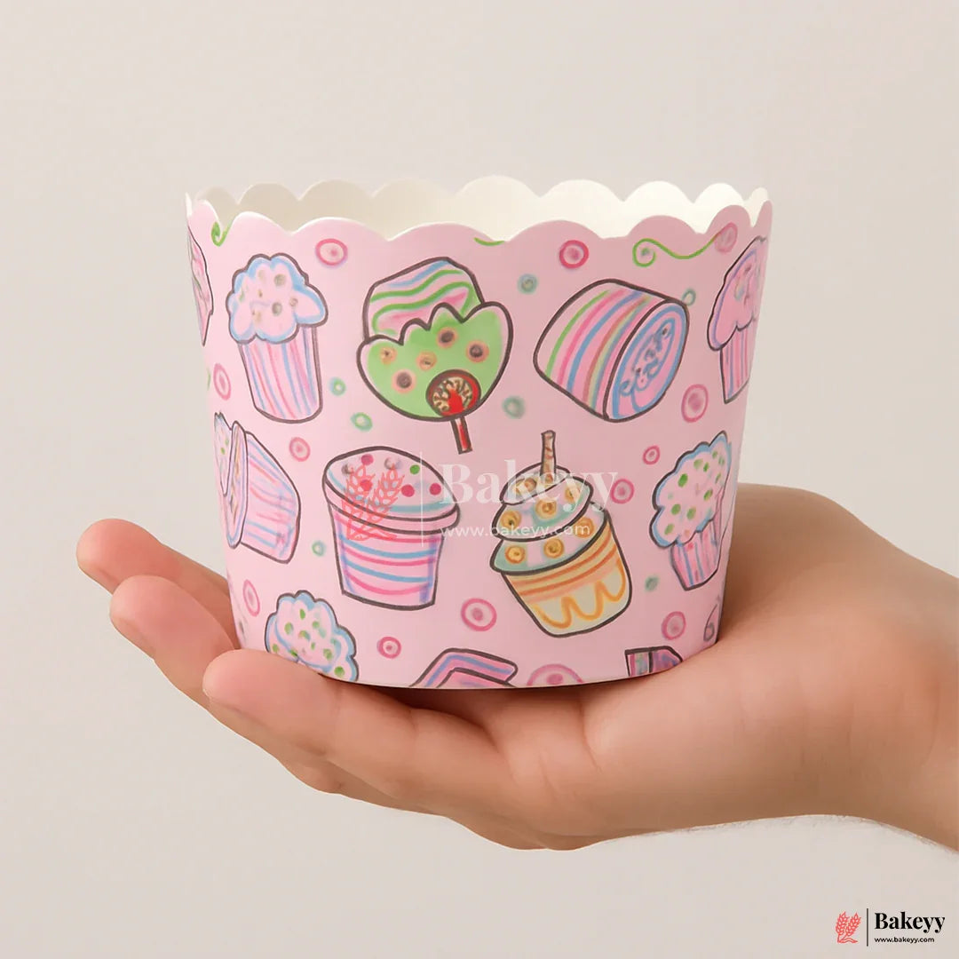 6 Cm| Ice cream Design Flower Muffin Cup| Pack of 50