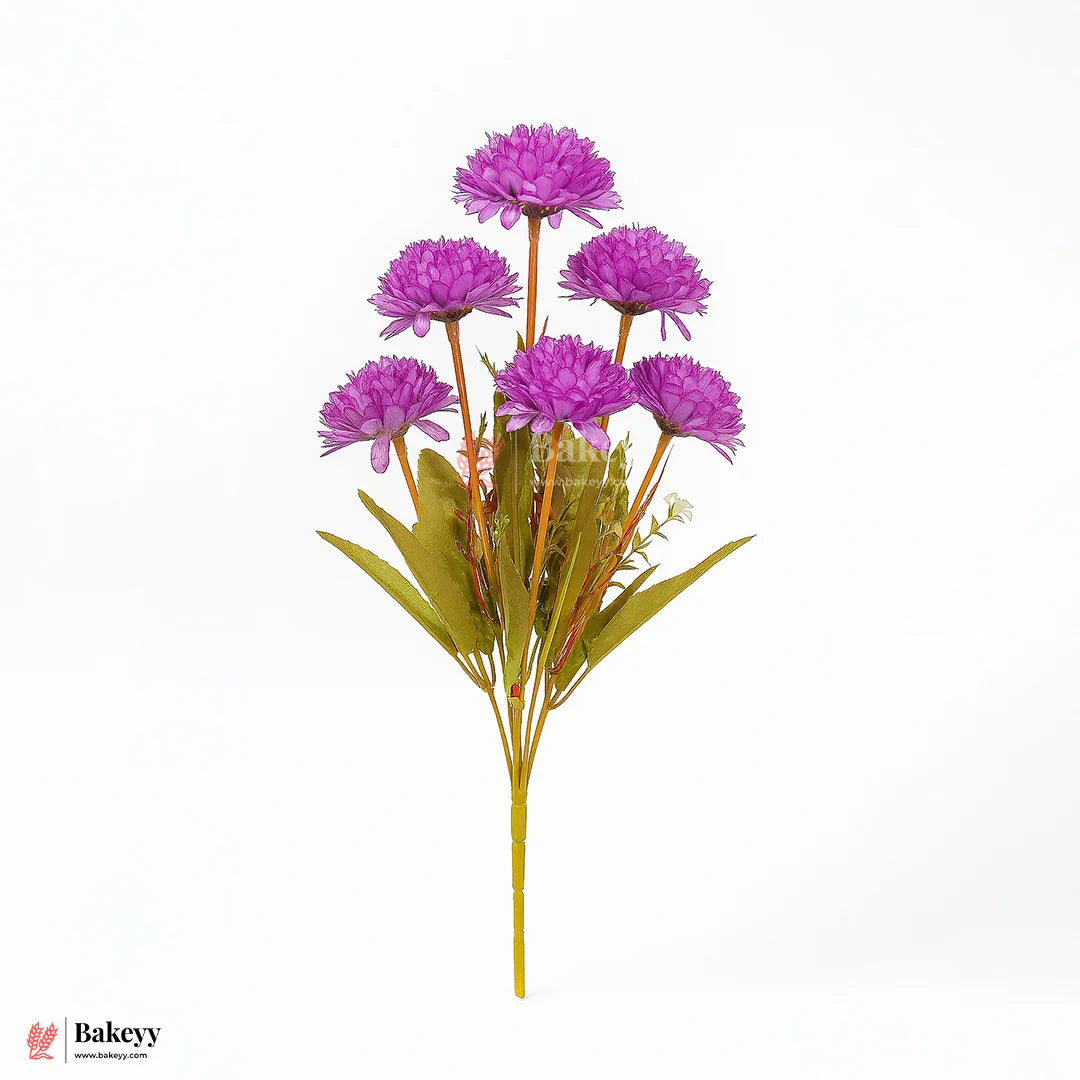 Artificial Chrysanthemum Flower Bunch – 37cm |Purple | Decorative Stick for Home & Events | Pack Of 1