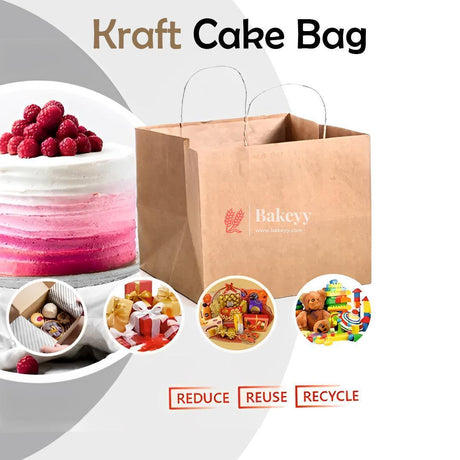 10 Inch /25 Cm |Paper Cake Bag| Kraft Bag | Carry Bag for Sweets, Chocolates, Gifts| Pack of 50 - Bakeyy.com - India - 10 Inch /25 Cm |Paper Cake Bag| Kraft Bag | Carry Bag for Sweets, Chocolates, Gifts| Pack of 50 - Pack of 50 / 10" Cake Bag