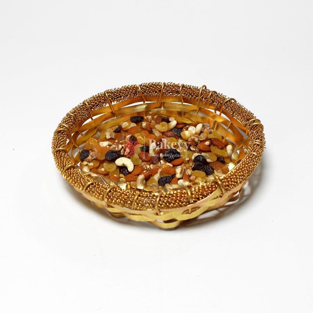 Luxury Gold-Plated Square Dry Fruit Tray with 4 Serving Bowls - Bakeyy.com - India - Luxury Gold-Plated Square Dry Fruit Tray with 4 Serving Bowls - Default Title