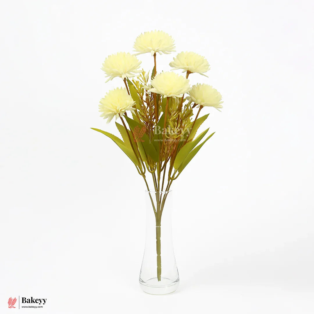 Artificial Chrysanthemum Flower Bunch – 37cm | Yellow | Decorative Stick for Home & Events | Pack Of 1