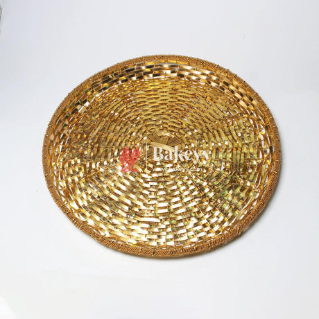 Luxurious Gold-Plated Round Metal Dry Fruit Tray with 4 Decorative Bowls - Bakeyy.com - India - Luxurious Gold-Plated Round Metal Dry Fruit Tray with 4 Decorative Bowls - Default Title