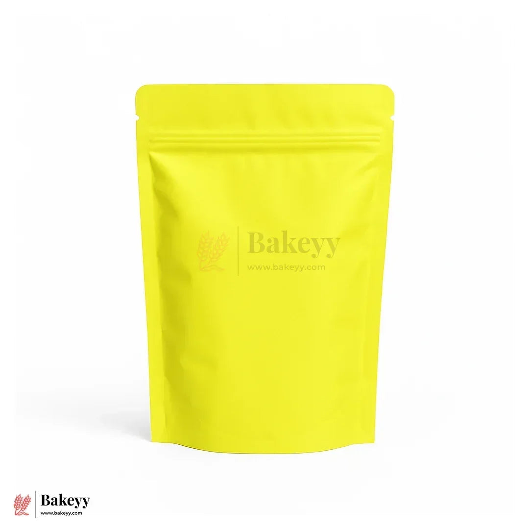 500 gm | Zip Lock Pouch | Lime Yellow Color With Window | 16x23 CM | Standing Pouch | 110 GSM | Pack of 100 - Bakeyy.com - India - 500 gm | Zip Lock Pouch | Lime Yellow Color With Window | 16x23 CM | Standing Pouch | 110 GSM | Pack of 100 - 16x23 cm / Matte