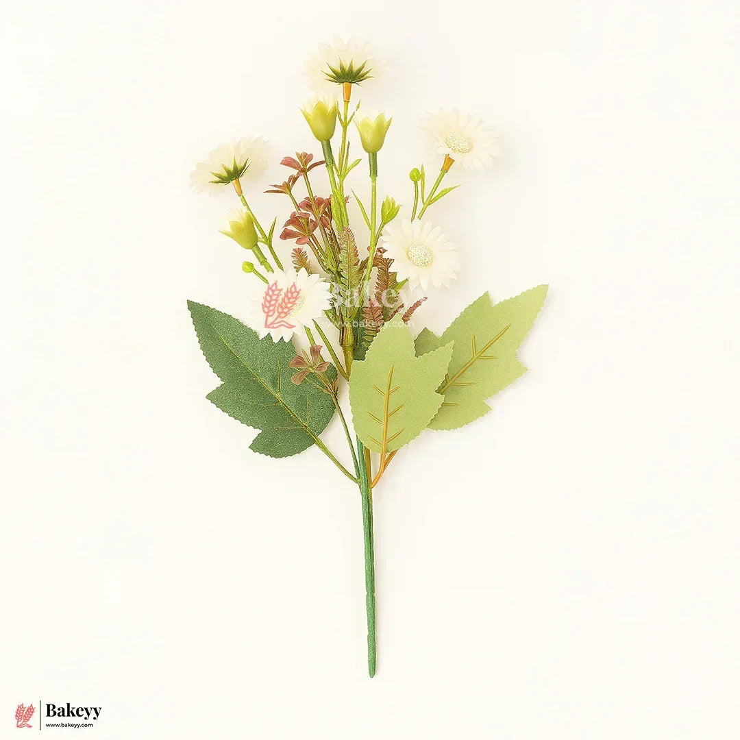 Artificial Daisies Flower Bunch – 35cm | Decorative Stick for Home & Events | Pack Of 1 - Bakeyy.com - India - Artificial Daisies Flower Bunch – 35cm | Decorative Stick for Home & Events | Pack Of 1 - Cream 180.00