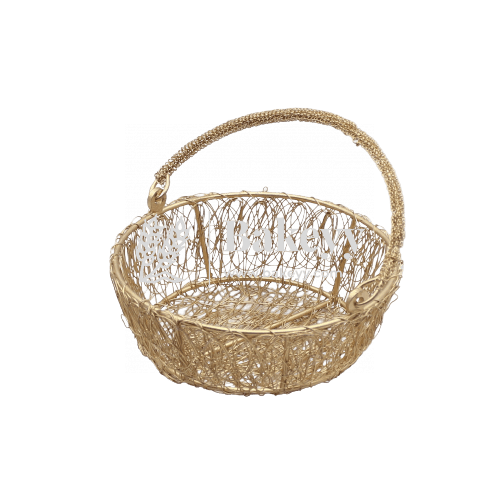 8 Inch | Decorative Gold Metal Hamper Basket For Gifting Round | Medium - Bakeyy.com - India - 8 Inch | Decorative Gold Metal Hamper Basket For Gifting Round | Medium - Default Title