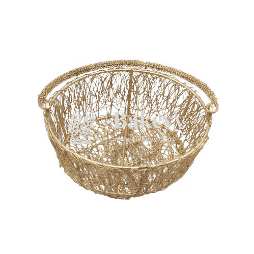 8 Inch | Decorative Gold Metal Hamper Basket For Gifting Round | Medium - Bakeyy.com - India - 8 Inch | Decorative Gold Metal Hamper Basket For Gifting Round | Medium - Default Title