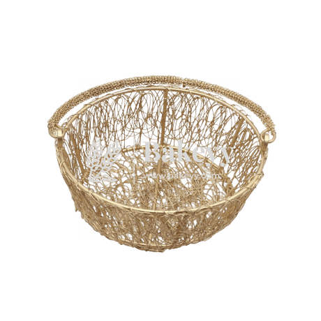 Round Decorative Gold Metal Hamper Basket For Gifting | Return Gifts - Bakeyy.com - India - Round Decorative Gold Metal Hamper Basket For Gifting | Return Gifts - Small - 6 Inch