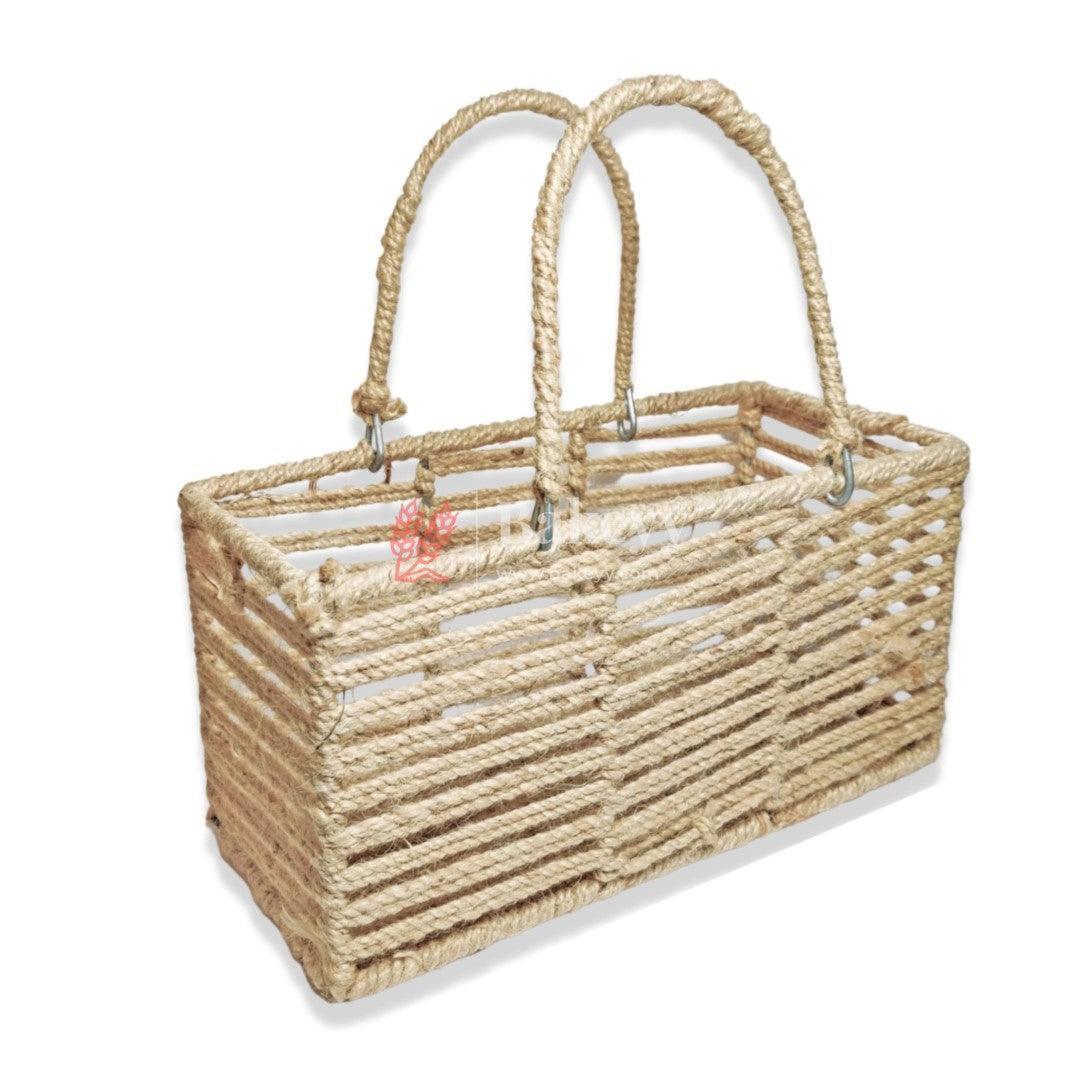 decorative-jute-metal-hamper-basket-bakeyy-com-1 - Bakeyy.com