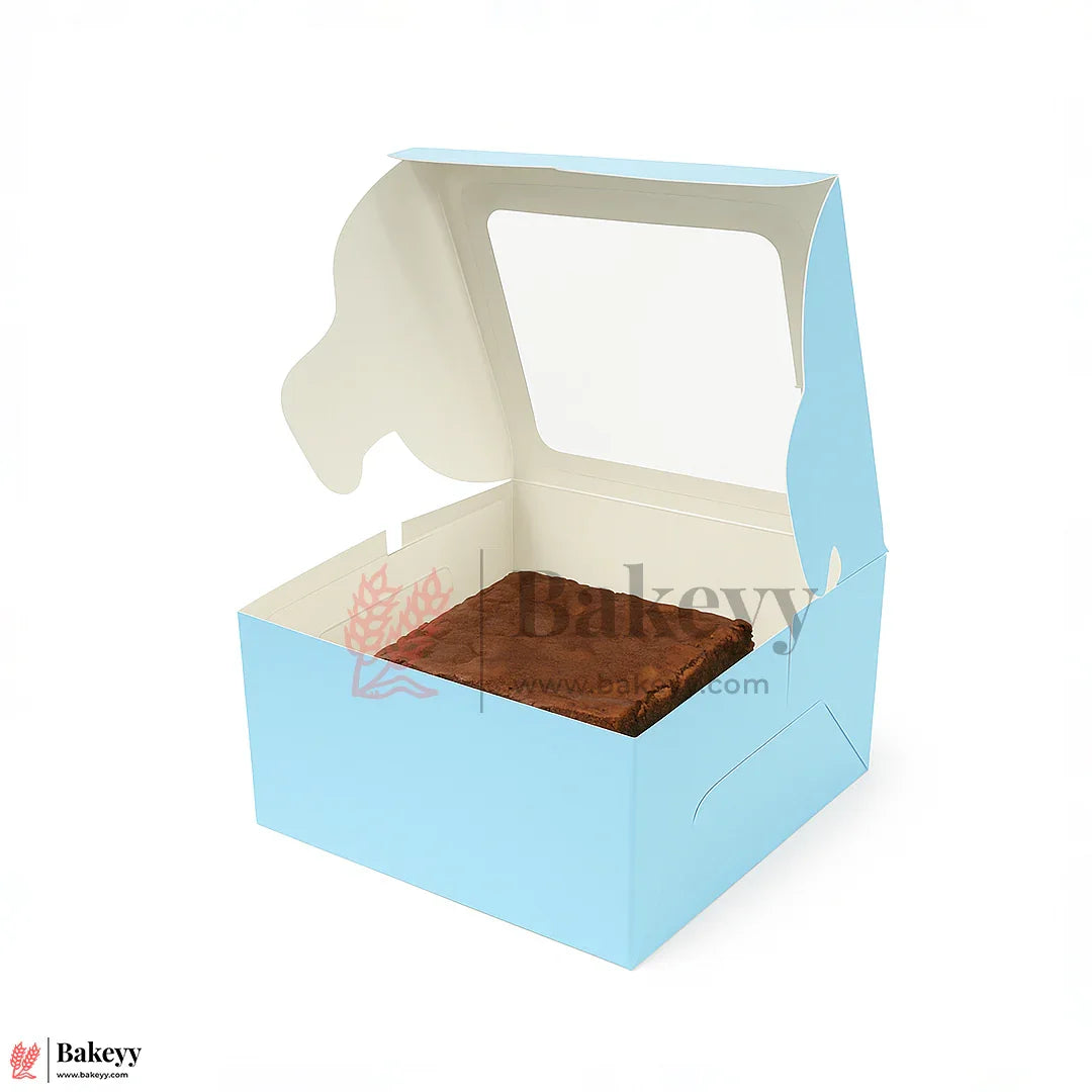 3x3x2 inch | 1 Sky Blue Single Brownie Box with Window | cookie packaging box | cookie box with clear window | Gift box | Pack of 50