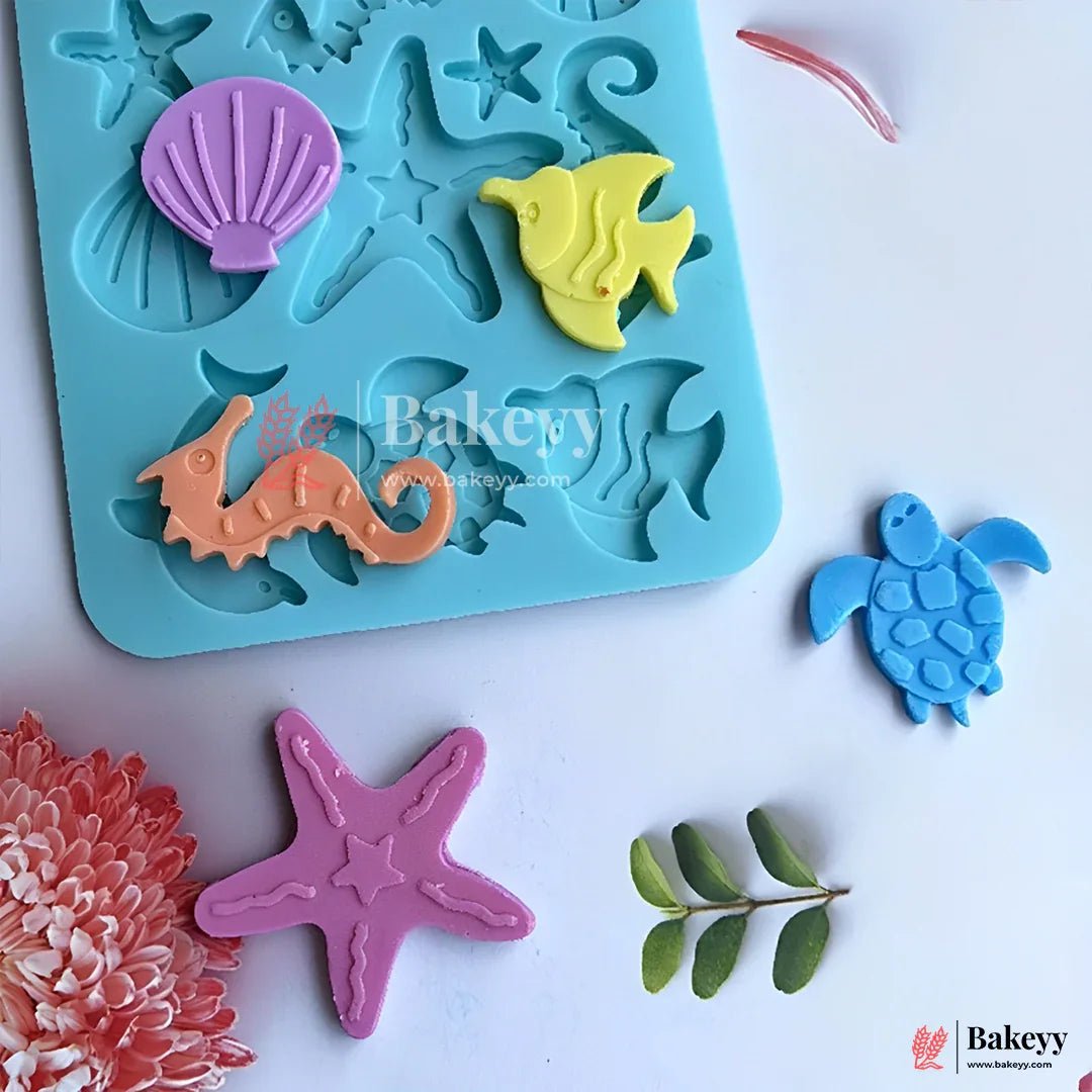 Ocean Theme Silicone Mold | Sea Animal Fondant Mold for Cake Decorating, Chocolate, Resin & Clay Crafts - Bakeyy.com - India - Ocean Theme Silicone Mold | Sea Animal Fondant Mold for Cake Decorating, Chocolate, Resin & Clay Crafts - Default Title