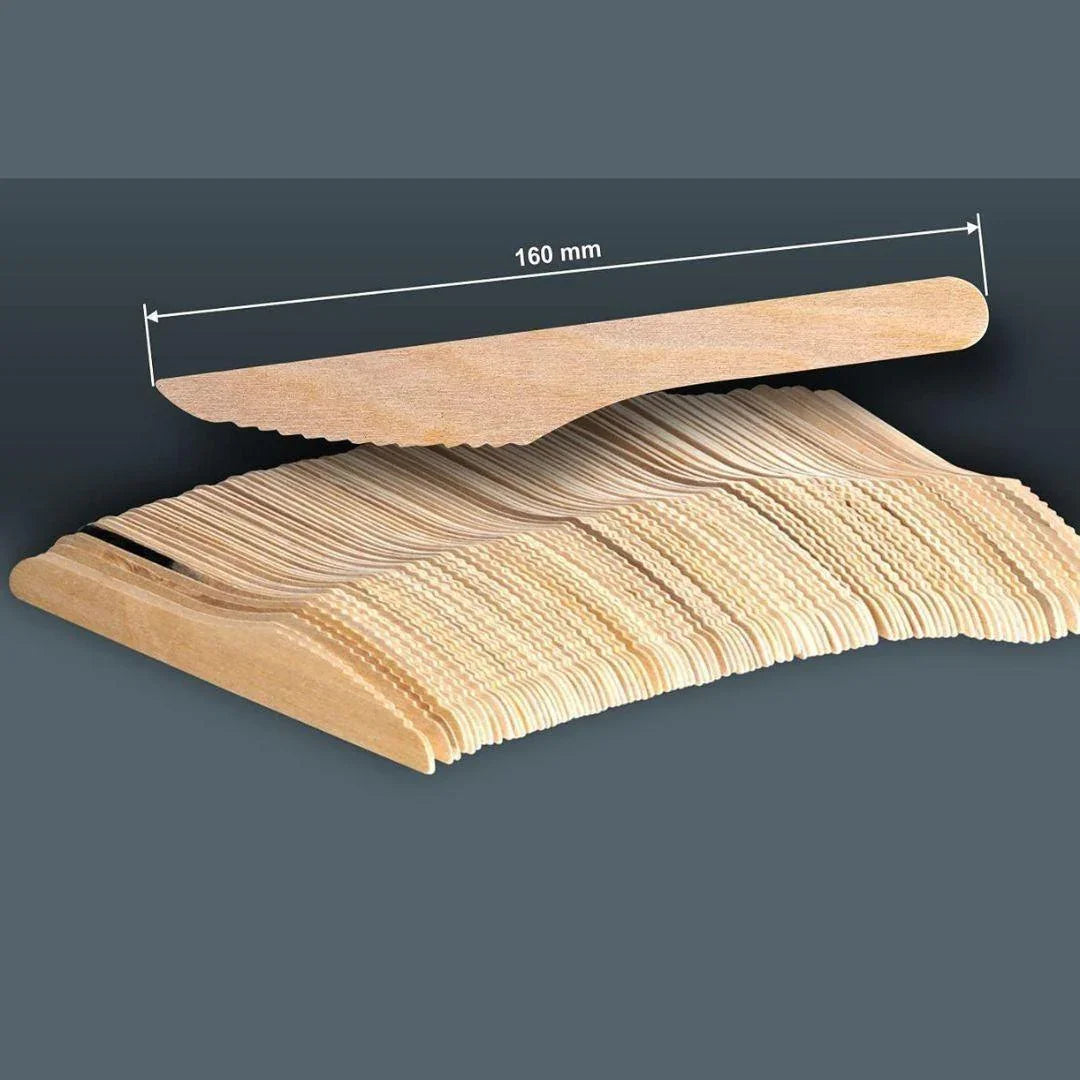Biodegradable 160mm disposable wooden cake knives pack, eco-friendly baking supplies Bakeyy.com