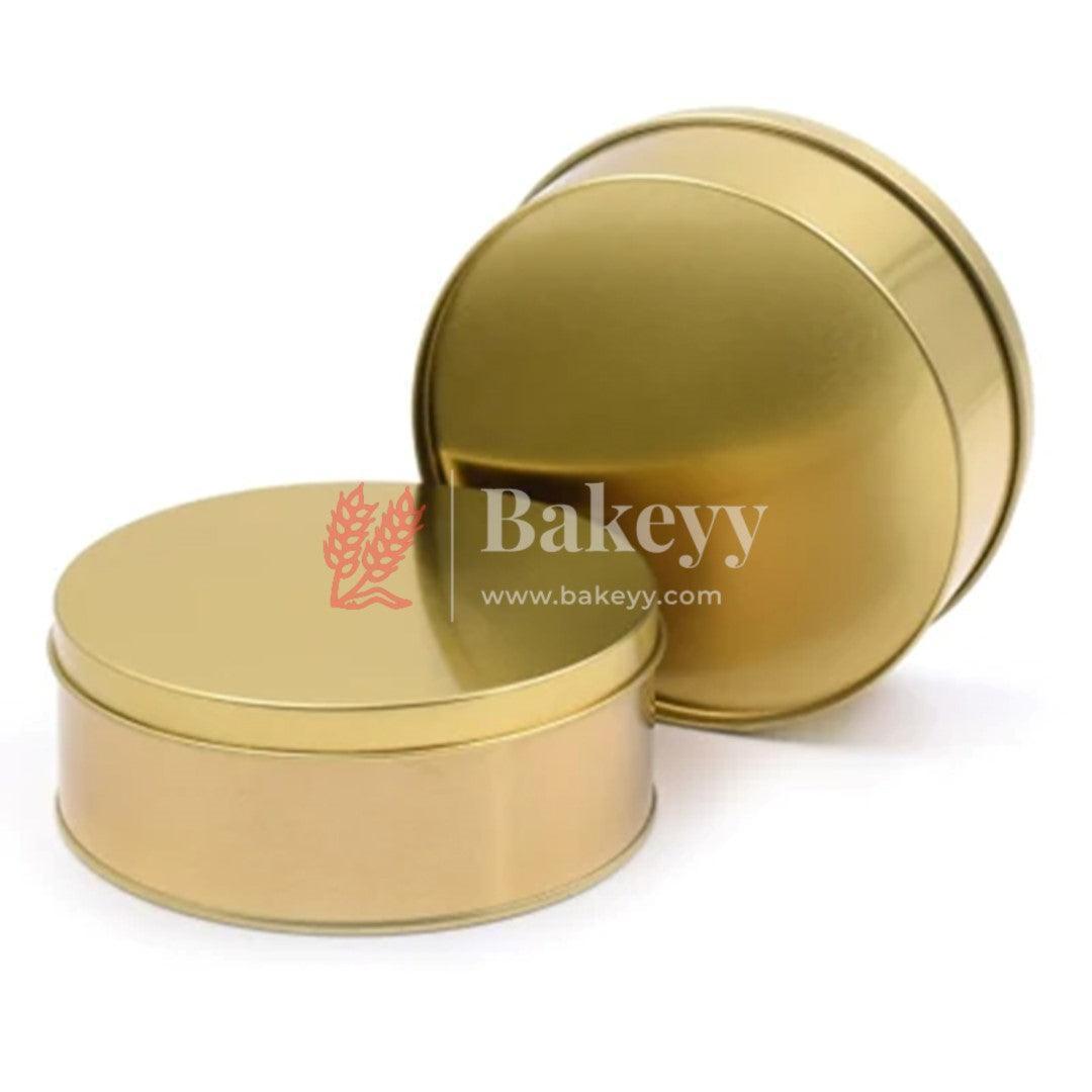Gold Dream Cake Tin Box Gold Round Empty Decorative Tin Box 500 Gram Tin Gift Box Pack of