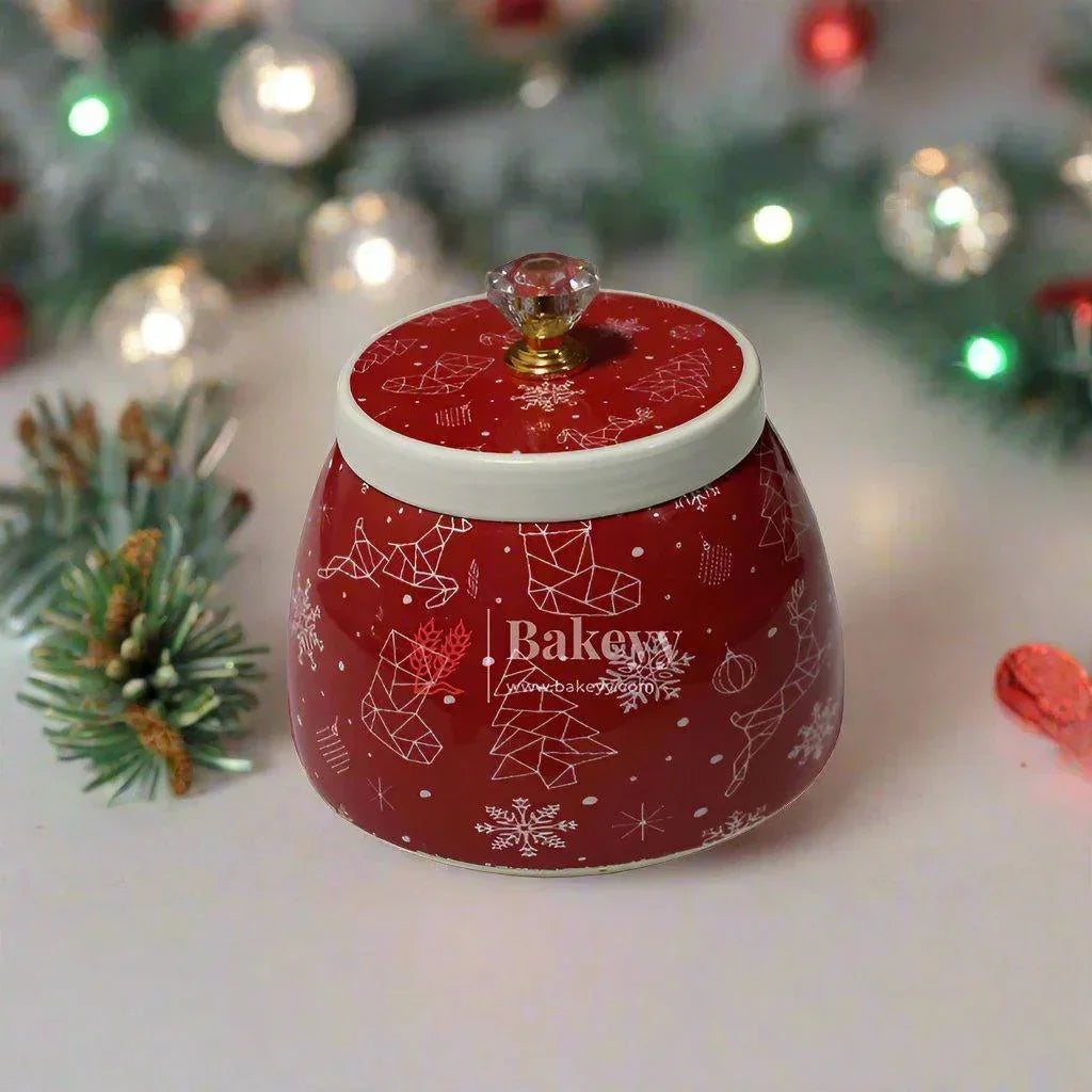 10x8 |Festive christmas jar| Dry Fruit Jar for Gifting | Designed Jar | Metal Jar | Peach Color | (Pack of 1) - Bakeyy.com - India - 10x8 |Festive christmas jar| Dry Fruit Jar for Gifting | Designed Jar | Metal Jar | Peach Color | (Pack of 1) - Default Title