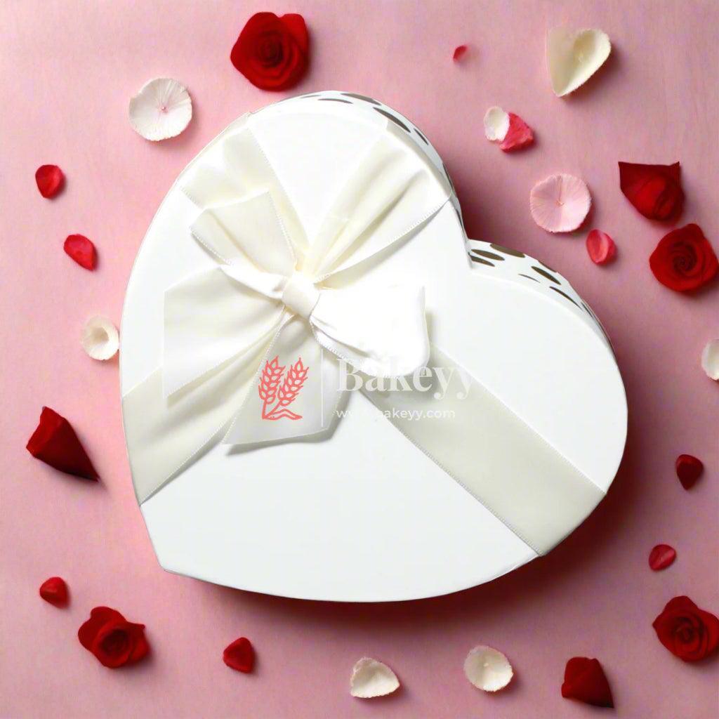 6x5x2.5 Inch | Valentine Gift | Heart Shape Gift Box with Ribbon | - Bakeyy.com - India - 6x5x2.5 Inch | Valentine Gift | Heart Shape Gift Box with Ribbon | - White