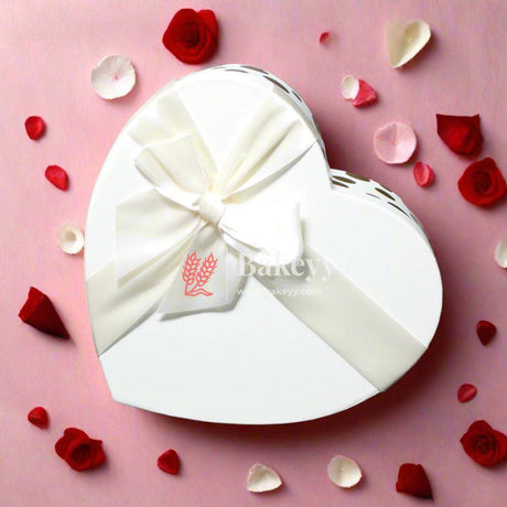 6x5x2.5 Inch | Valentine Gift | Heart Shape Gift Box with Ribbon | - Bakeyy.com - India - 6x5x2.5 Inch | Valentine Gift | Heart Shape Gift Box with Ribbon | - White