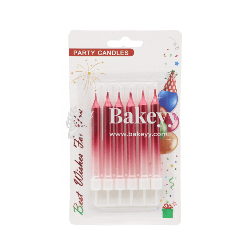 Dual Tone Metallic Candles Red & White | 6 pcs | For Birthday, Baby Shower, Wedding Party & Cake Decoration - Bakeyy.com - India - Dual Tone Metallic Candles Red & White | 6 pcs | For Birthday, Baby Shower, Wedding Party & Cake Decoration - Default Title