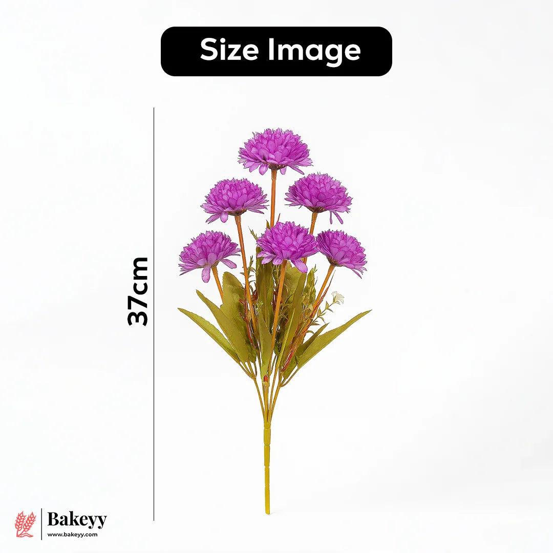 Artificial Chrysanthemum Flower Bunch – 37cm |Purple | Decorative Stick for Home & Events | Pack Of 1