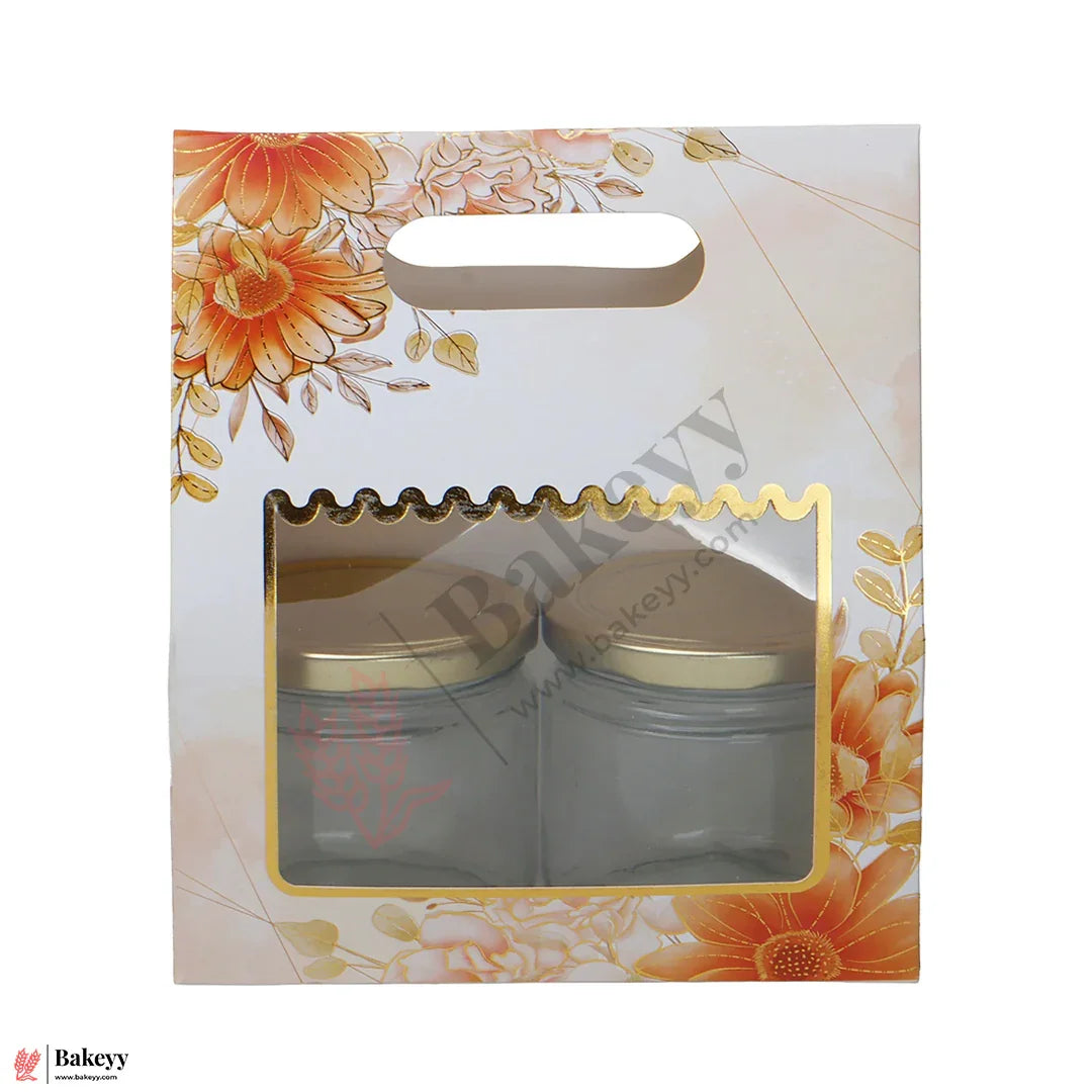 Premium Floral Window Gift Box with Handle | 7 x 3.75 x 8 Inches | Elegant Packaging Box for Jars, Hampers & Festive Gifting | Pack Of 10
