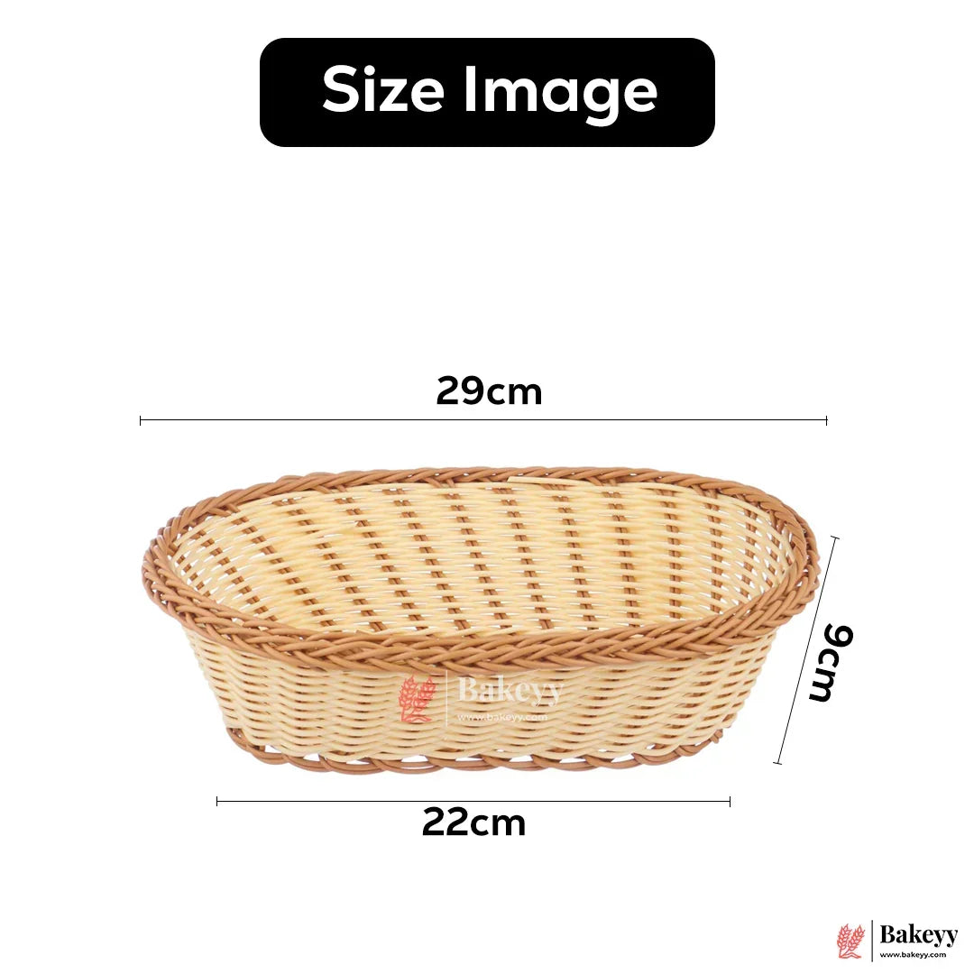 Oval Rustic Woven Storage & Serving Basket | Natural Finish | 1 Piece - Bakeyy.com - India - Oval Rustic Woven Storage & Serving Basket | Natural Finish | 1 Piece - Large