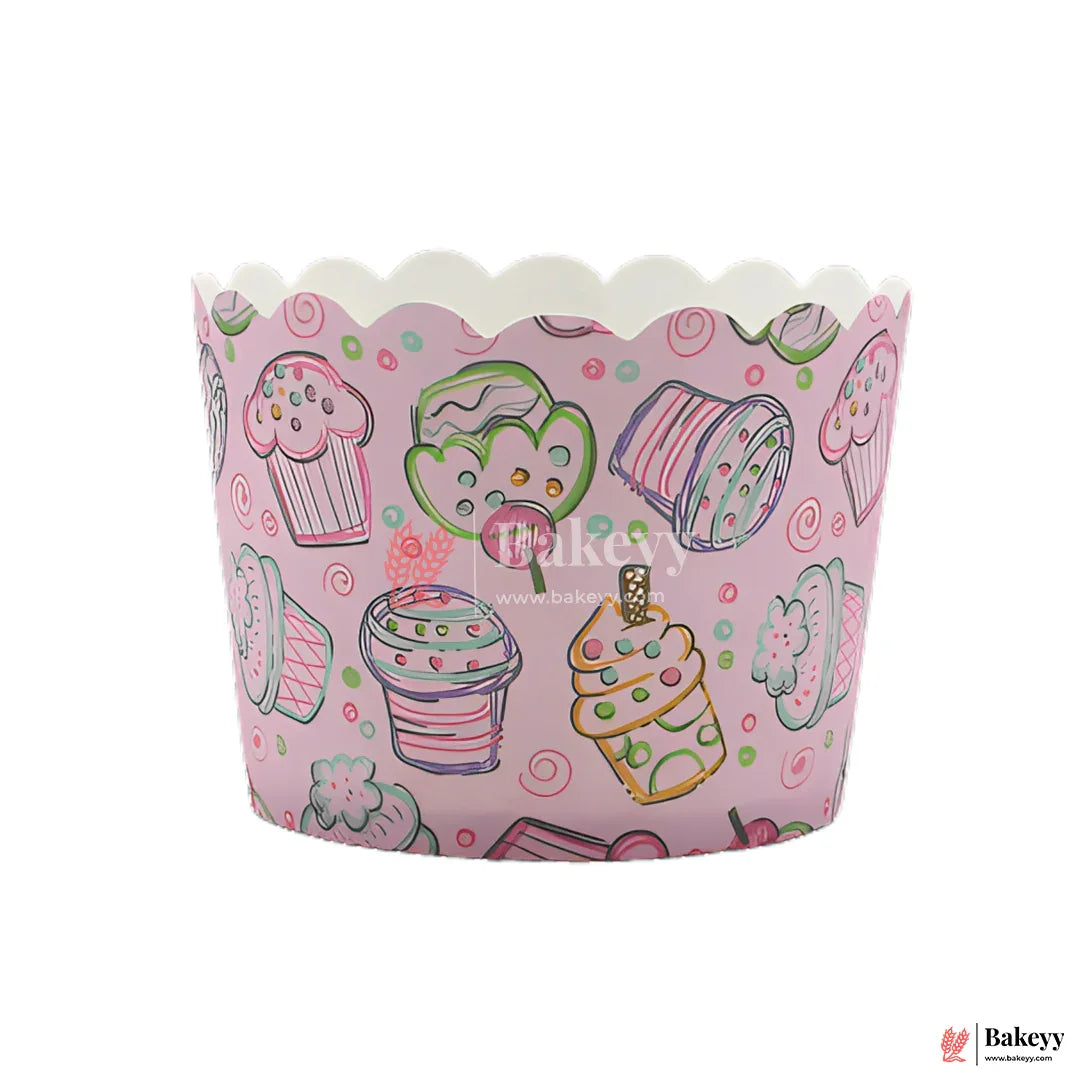 6 Cm| Ice cream Design Flower Muffin Cup| Pack of 50