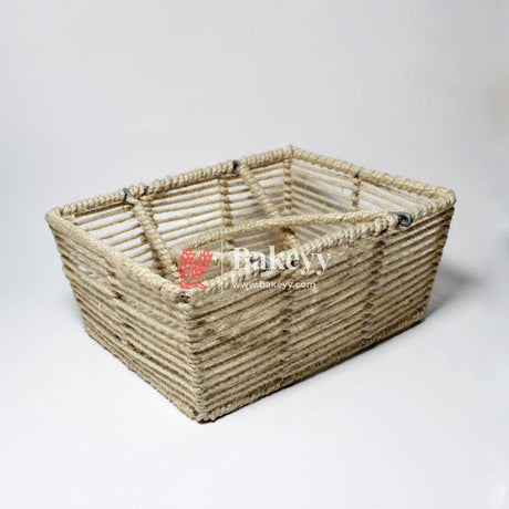 Decorative Jute Metal Hamper Basket For Gifting | Handmade Basket with Handles - Bakeyy.com - India - Decorative Jute Metal Hamper Basket For Gifting | Handmade Basket with Handles - Default Title