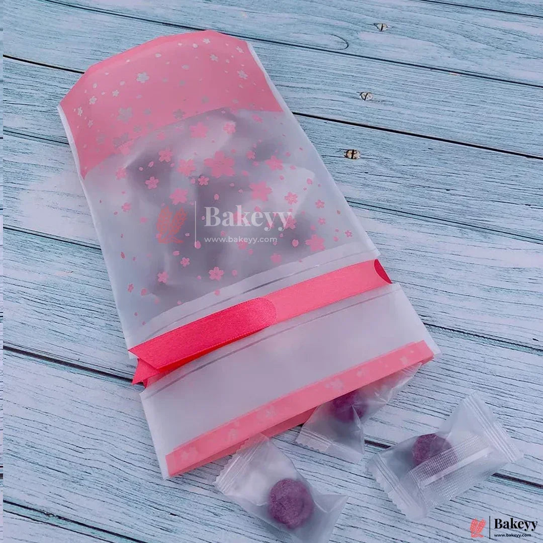 23.5x15cm Red Flower Plastic Stand Up Treat Favor Bags Gift Wrapper Bags for Candy Cookie Chocolate | Pack of 50 | - Bakeyy.com - India - 23.5x15cm Red Flower Plastic Stand Up Treat Favor Bags Gift Wrapper Bags for Candy Cookie Chocolate | Pack of 50 | - Default Title
