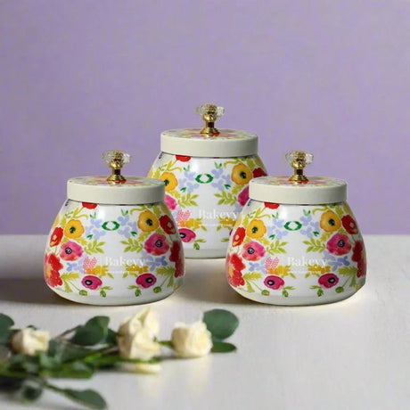 Dry Fruit Jar for Gifting | Designed Jar | Flower Print | (Pack of 1) - Bakeyy.com - India - Dry Fruit Jar for Gifting | Designed Jar | Flower Print | (Pack of 1) - Default Title