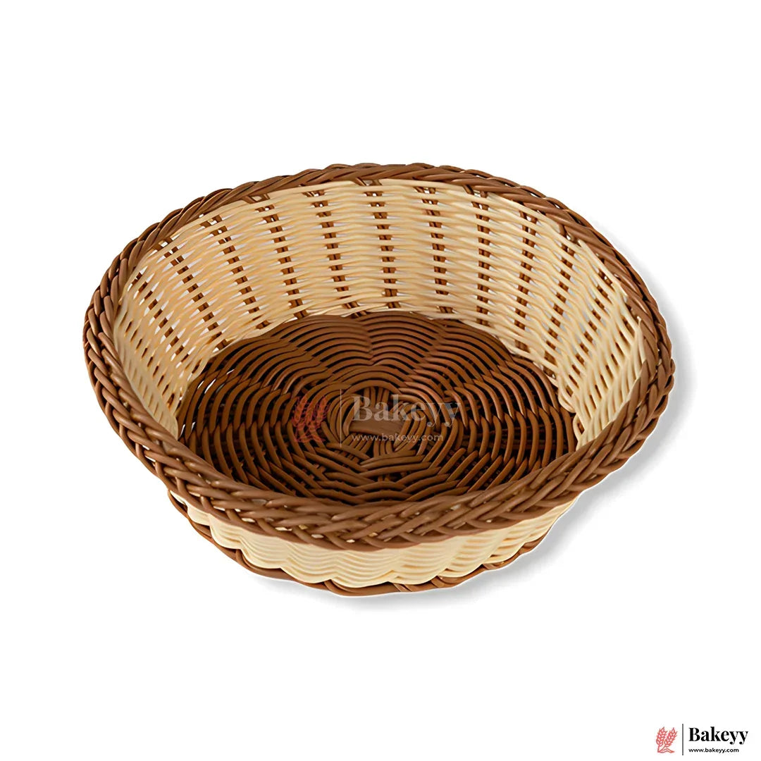 Round Handwoven Natural Rattan Basket| Wicker basket – Rustic Decorative Storage | Natural Finish - Bakeyy.com - India - Round Handwoven Natural Rattan Basket| Wicker basket – Rustic Decorative Storage | Natural Finish - Small
