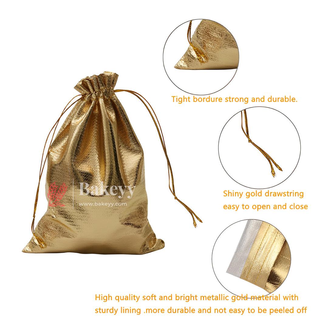 4x6 Inch Gold Drawstring Organza Jewelry Pouches Wedding Party Christmas Favor Gift Candy Chocolate Bags| Premium Gold Metallic Drawstring Gift Bags – Versatile and Stylish Packaging |Pack of 50| - Bakeyy.com - India - 4x6 Inch Gold Drawstring Organza Jewelry Pouches Wedding Party Christmas Favor Gift Candy Chocolate Bags| Premium Gold Metallic Drawstring Gift Bags – Versatile and Stylish Packaging |Pack of 50| - Default Title